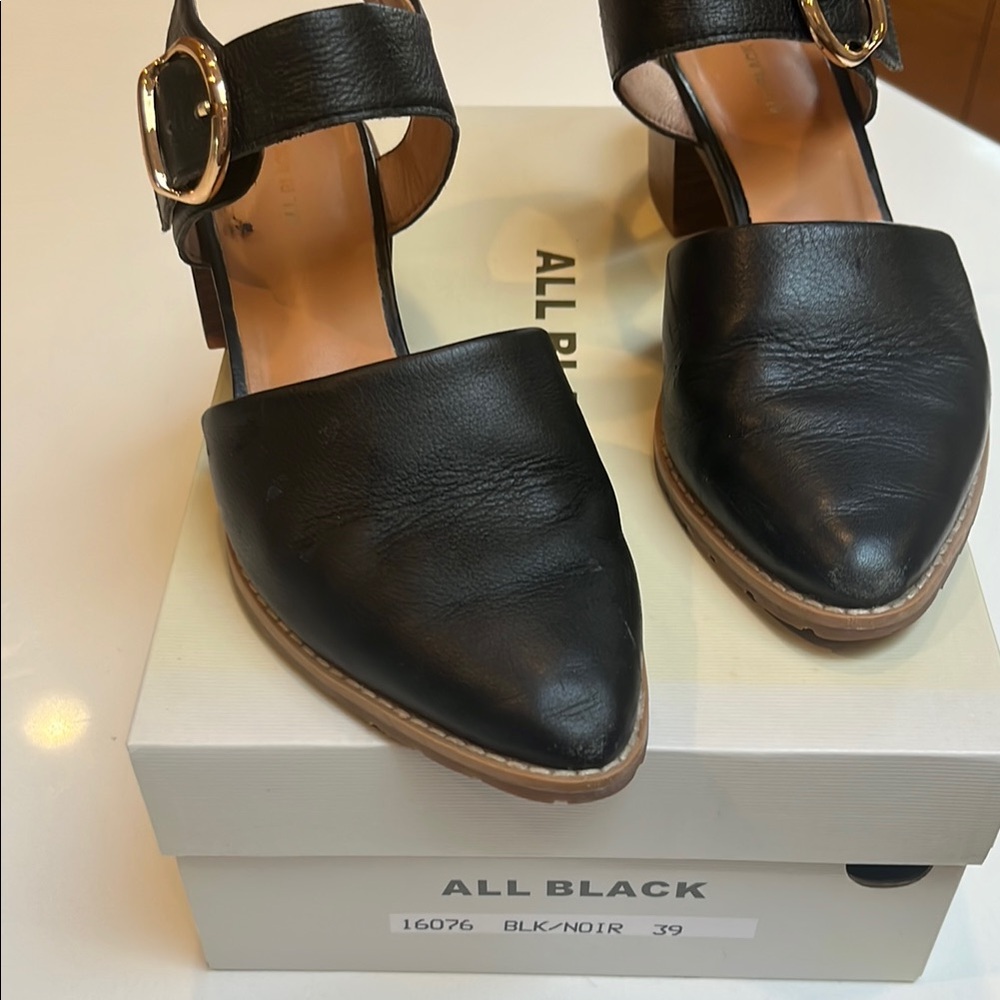 Black Women's Black Leather Shoes